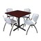 Cain Cain Square Table & Chair Set, Wood, Metal, Plastic Top, Mahogany TB3636MH47GY - alternate 1